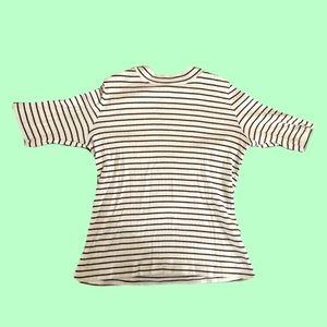 Uniqlo Black and White Striped Mock Neck